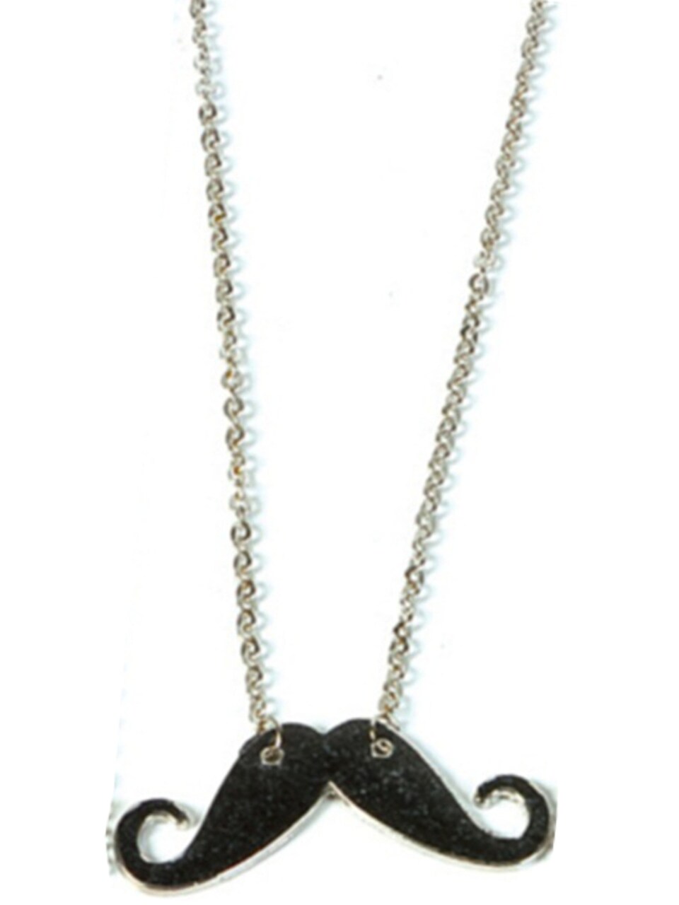 Black Silver Hipster Trendy Costume Moustache Shiny Sparkle Necklace